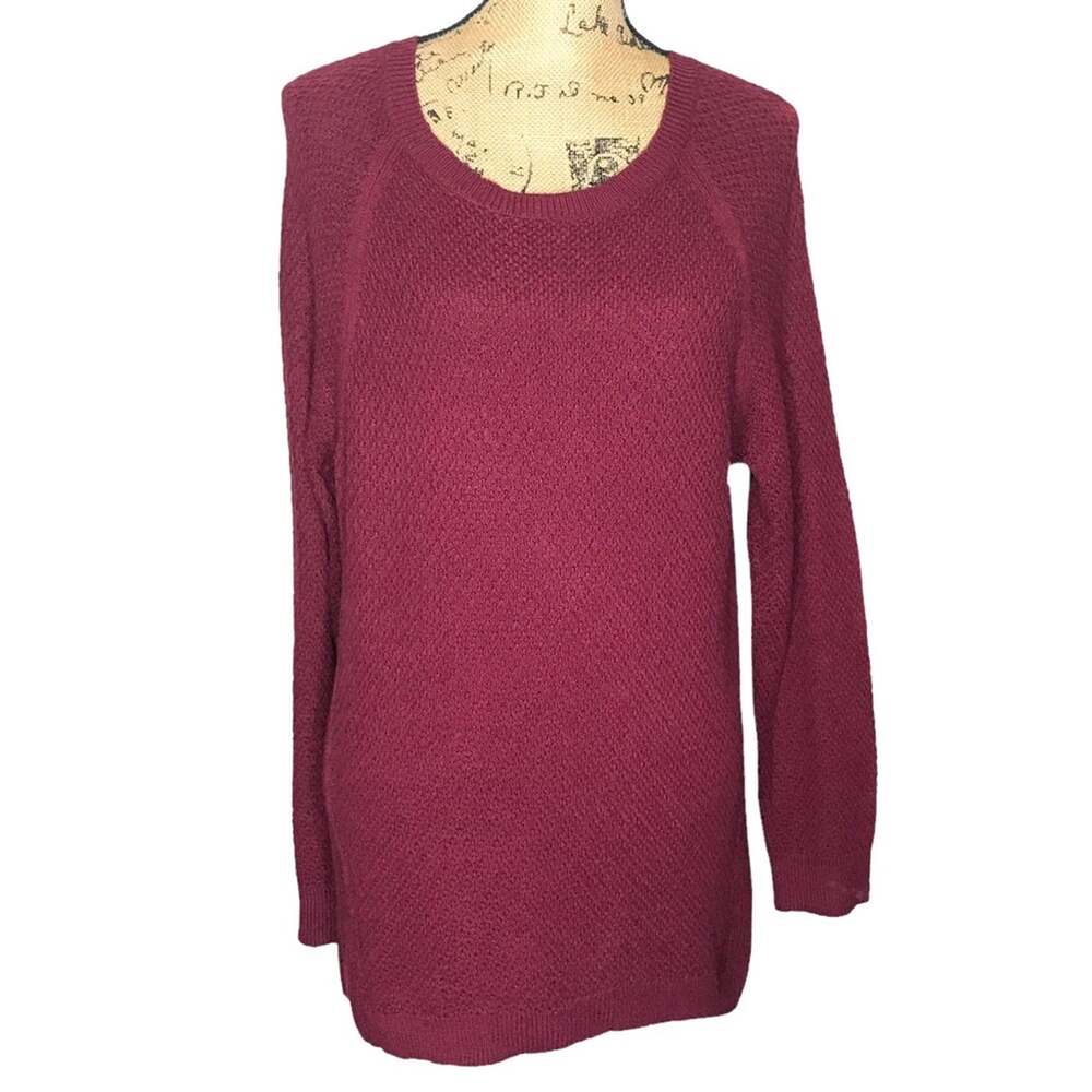 LOFT Size XL Pullover Tunic Sweater Cranberry Pointelle Knit NEW WITH TAGS